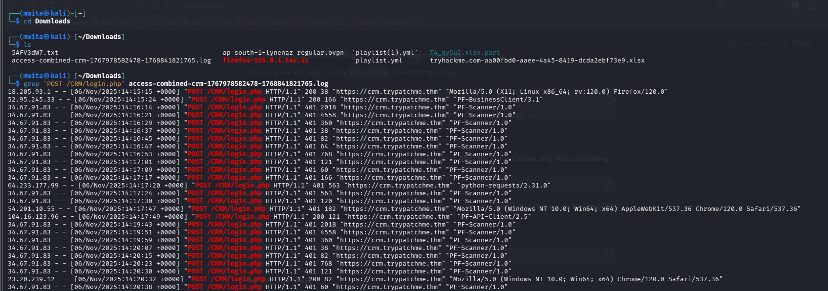 Web Log Brute Force Log Inspection